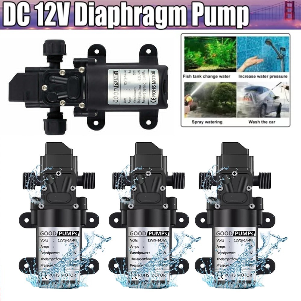4PCS High Pressure 12V 130PSI 6L/Min Electric Diaphragm Water Pump Self Priming