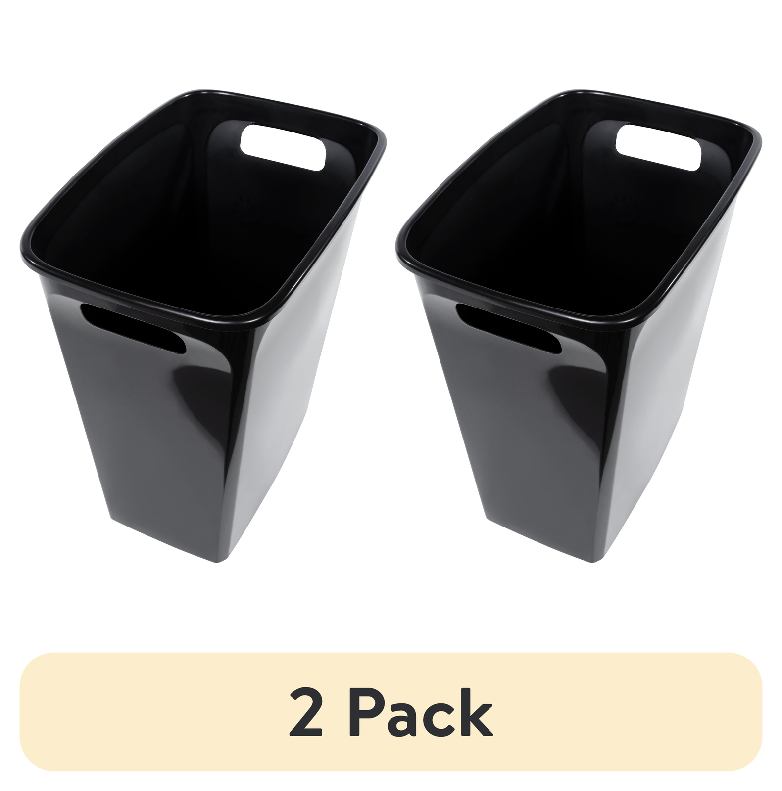 8.8 Gallon Trash Can, Plastic Handled Office Trash Can, Black