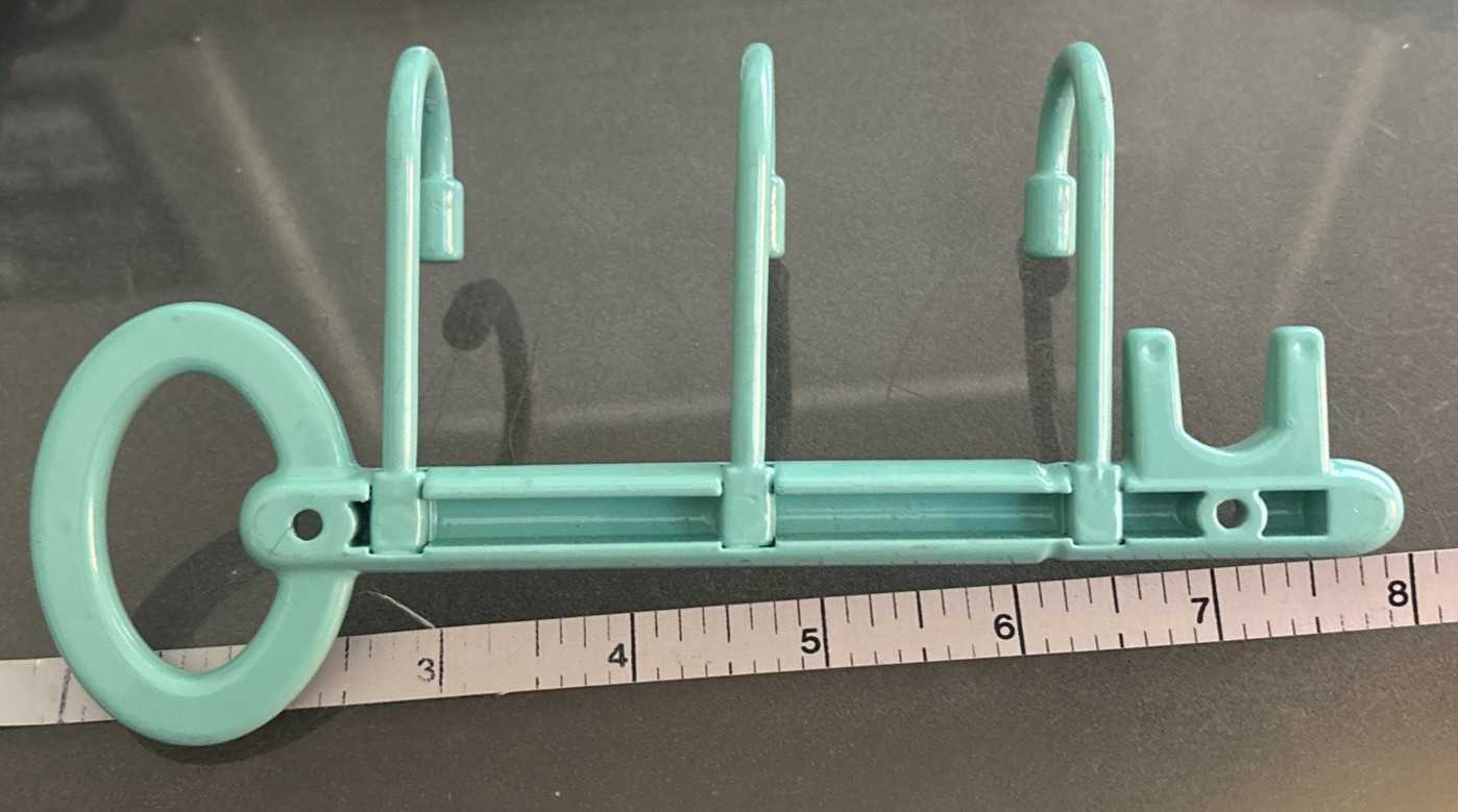 Liberty Vintage Metal 3 Hook Key Rail Turquoise Color 8″ Long, No Hardware