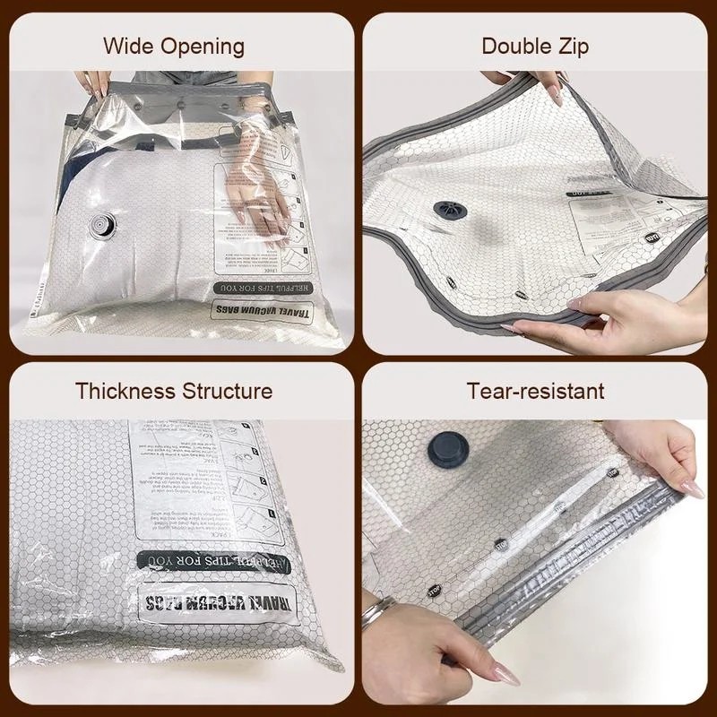 15 Pack Travel Vacuum Bags with Rechargeable Pump 3 Sizes for Clothing