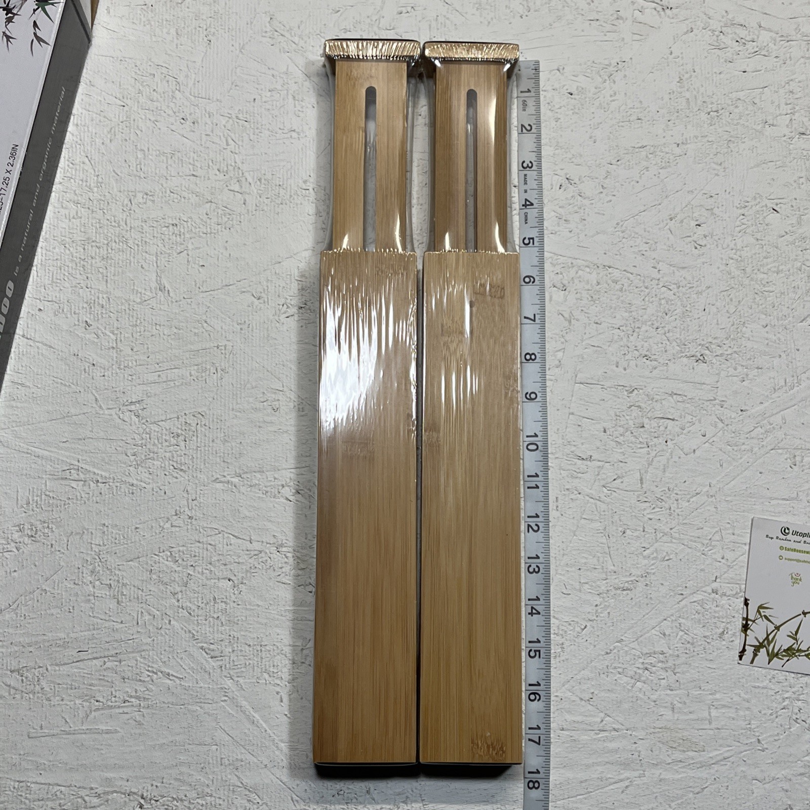 4 Pack Bamboo Drawer Dividers Organizer Adjustable Length from 12.25 to 17.25 in