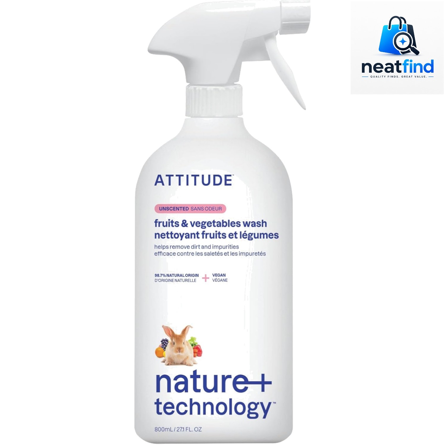 Food-Safe Liquid Fruit & Vegetable Cleaner – 27.1 Fl Oz, Cruelty-Free Wash