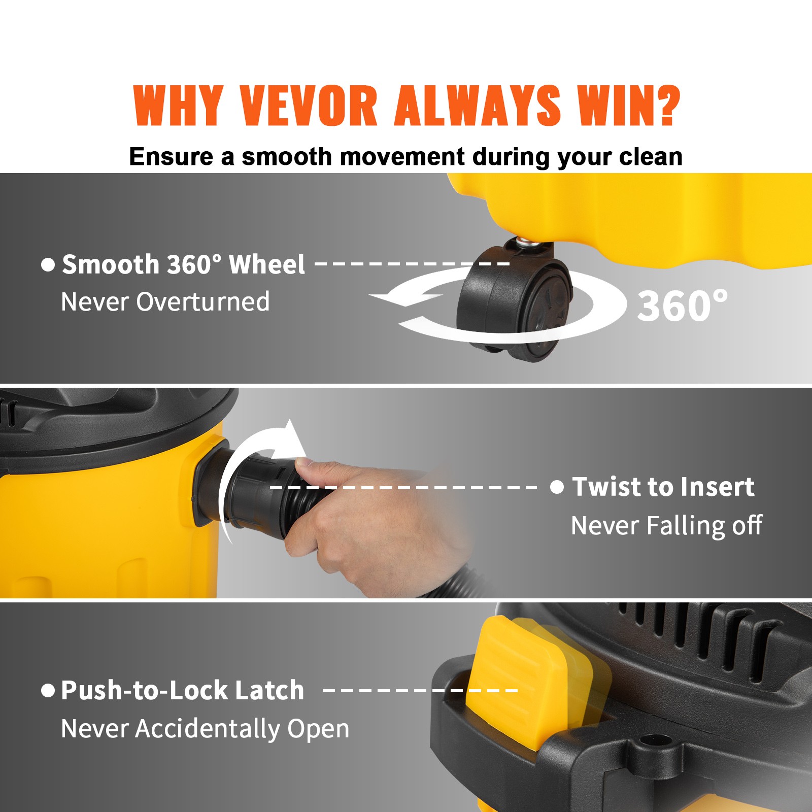 Wet Dry Vac Vacuum Cleaner 2.6 Gallon 2.5 Peak HP 3in1 Shop Vac Blower Cleaner