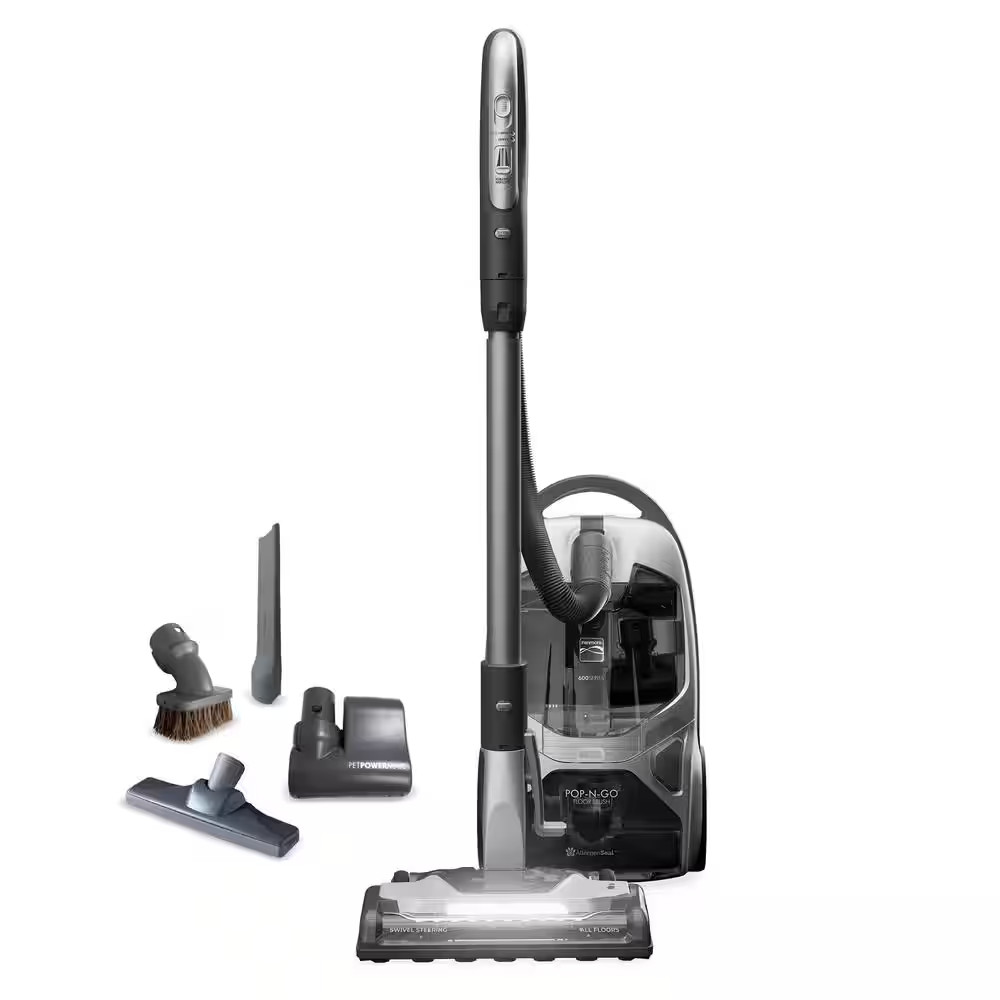 POP-N-GO Bagged Corded HEPA Multisurface Gray Canister Vacuum with Hair Eliminat