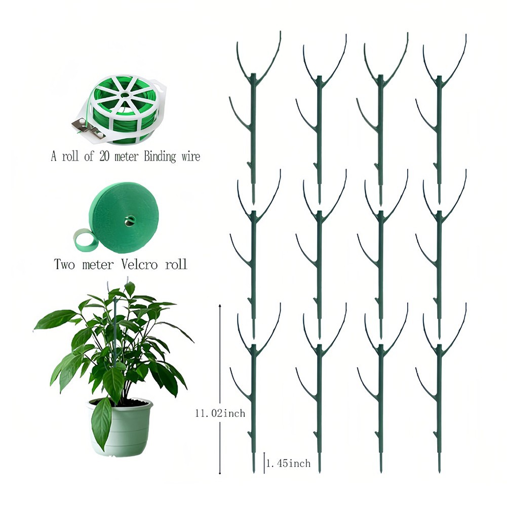 Garden Plant Support Stakes 11.02in Plastic Stackable for Indoor Outdoor