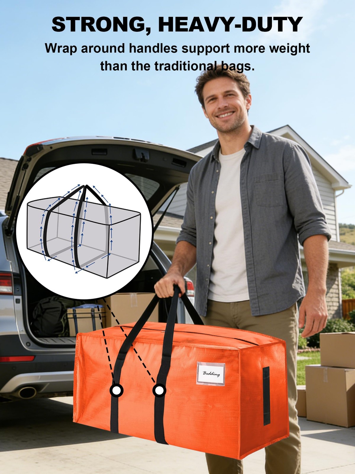 Supports 200lbs Heavy Duty Moving Bags – Strong Zipper & Wrap-Around Handles …