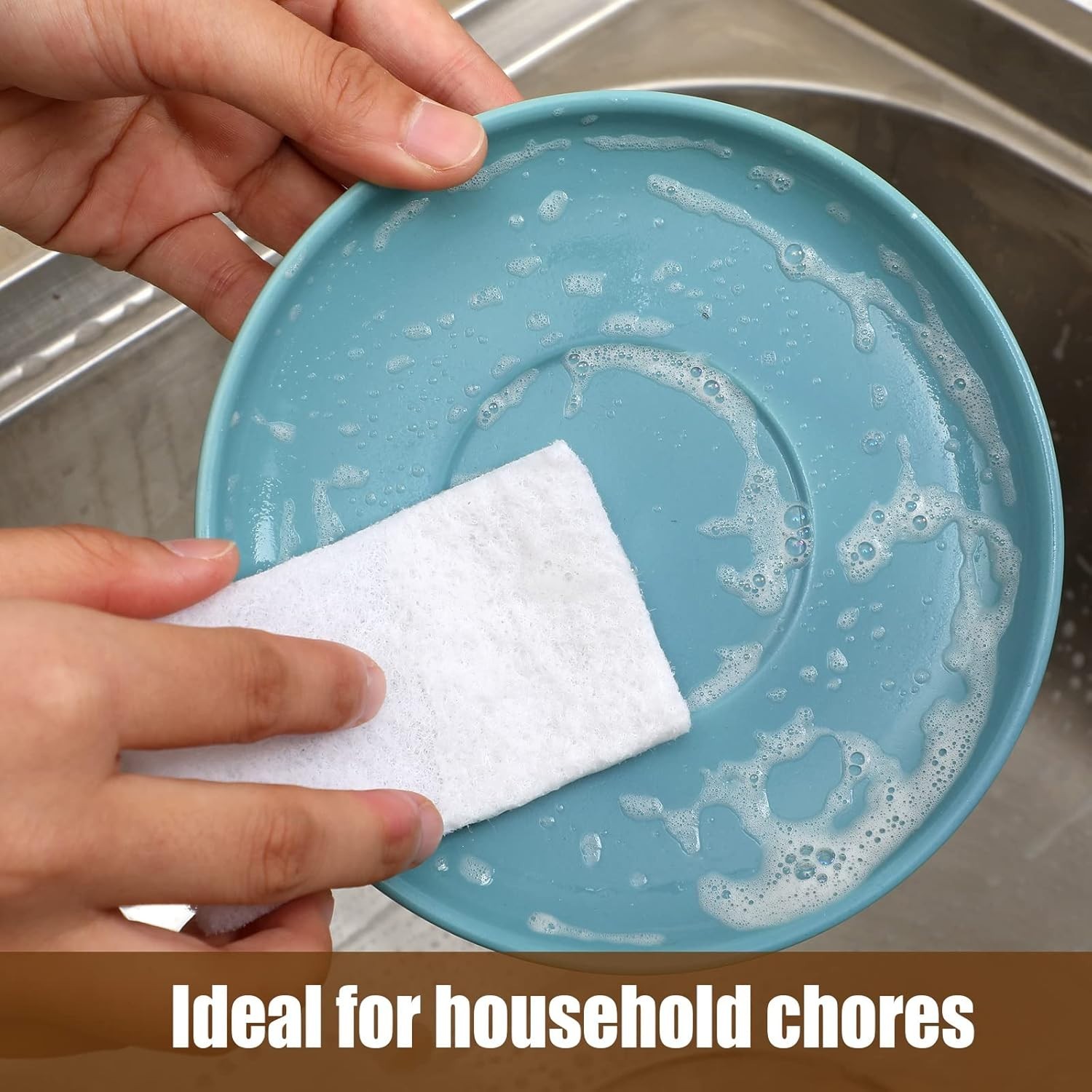 40 Pack Non Scratch White Scrubbing Pads Light Duty Multi Surface Cleaning