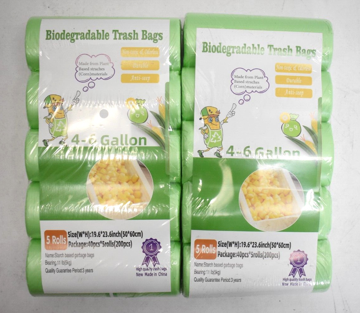 400 Pc Biodegradable Trash Bag 4-6 Gallons 10 Rolls 11 lb 19.6″ x 23.6″ Odorless
