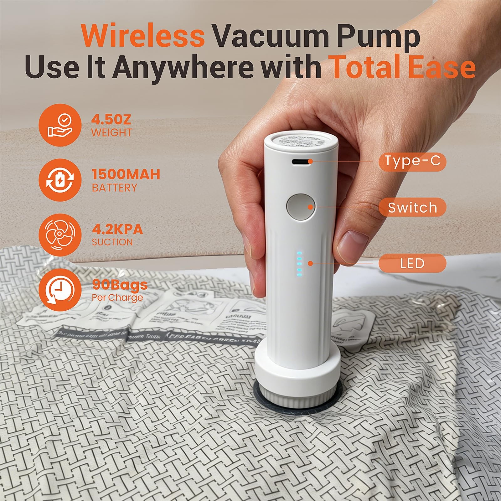 15 Pack Vacuum Storage Bags with Electric Pump for Travel Luggage Clothes