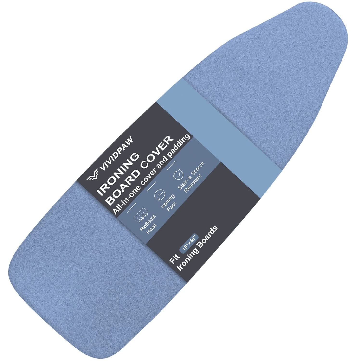 Extra Wide Ironing Board Cover & Pad 18×49 | Thick Padding, Scorch Resistant, Ea