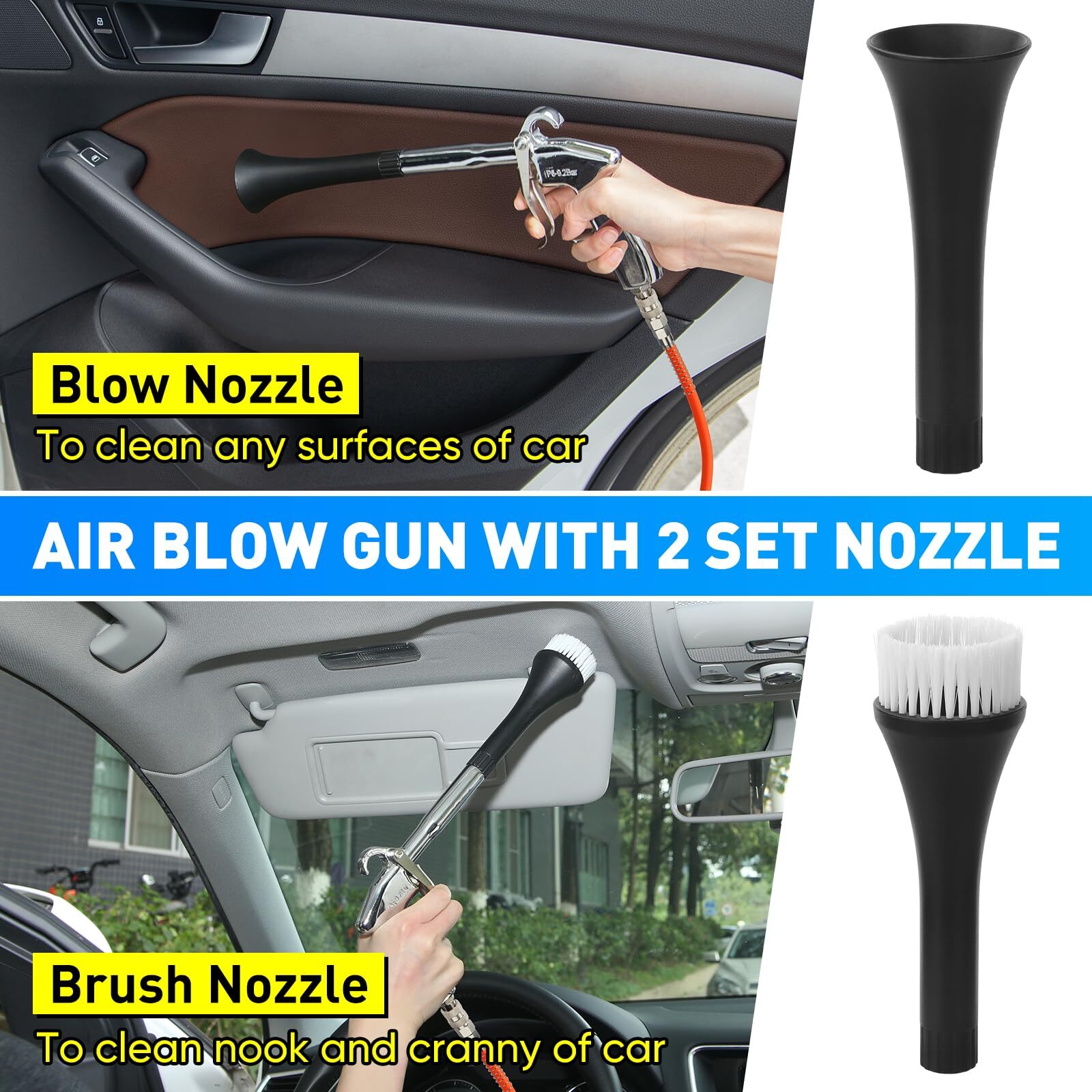 High Pressure Car Cleaning Gun 6-9.2Bar with Nozzles for Upholstery & Carpet