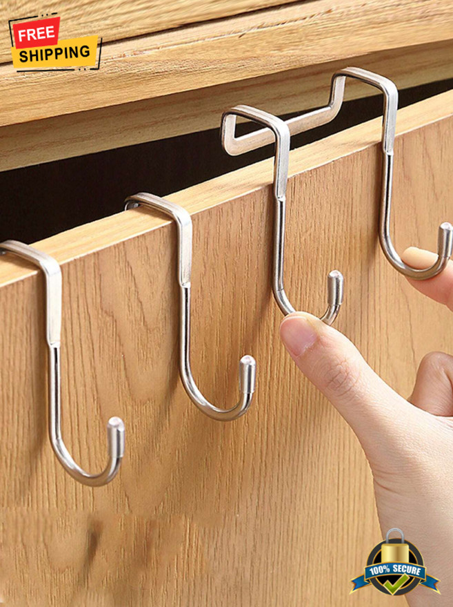 1 pc Stainless Steel Over-The-Door Hook – Punch-Free Minimalist Design