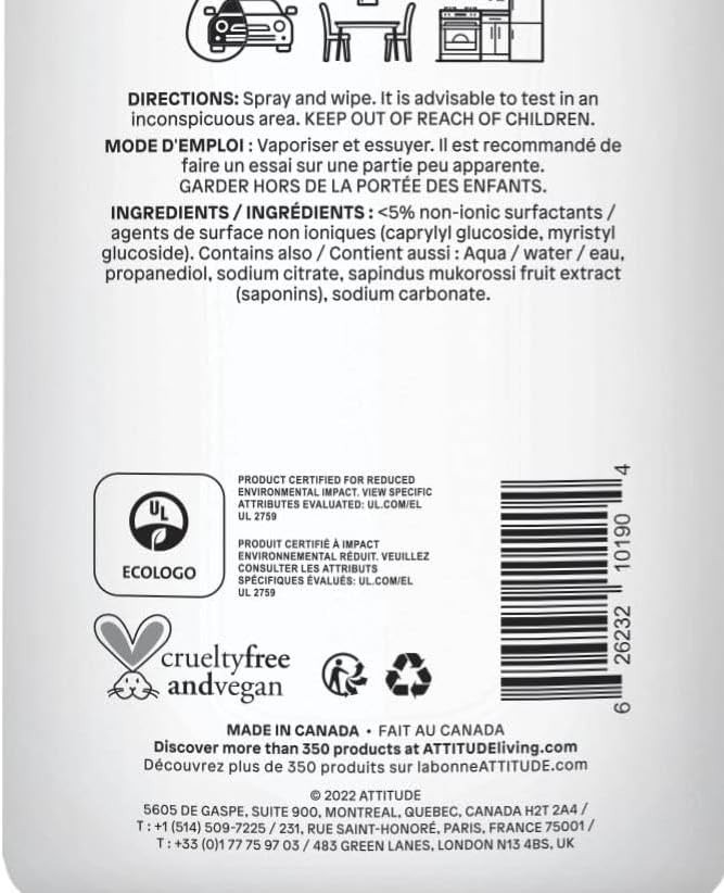 Multipurpose Cleaner Spray – EWG Verified, 94% Plant-Based – 27.1 Fl Oz