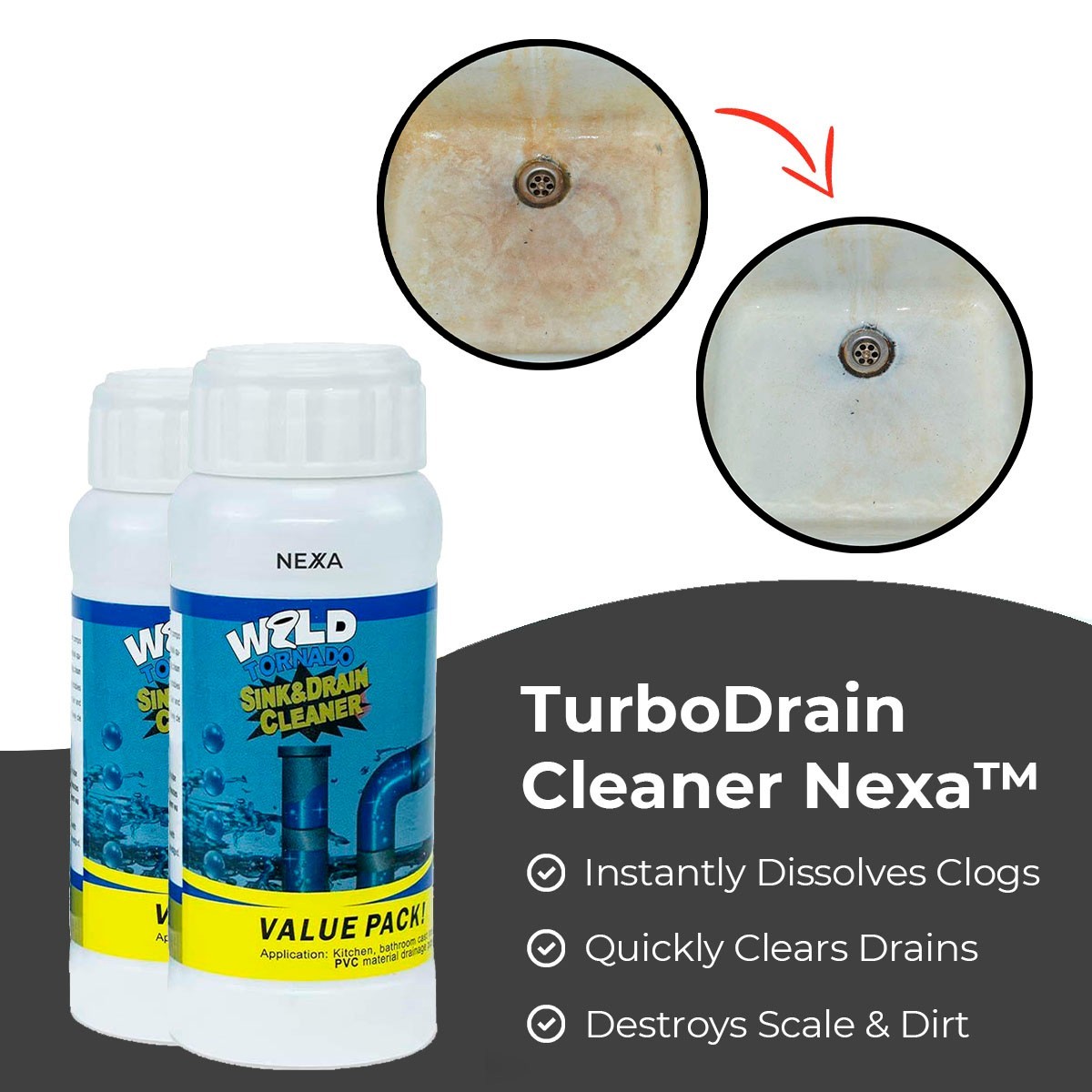 TurboClean Multi-Surface Powder Cleaner – Helps Reduce Buildup on Sinks, Drains