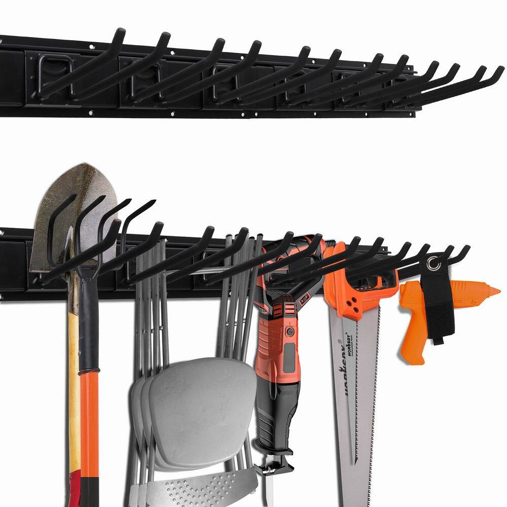 Garage Tool Organization 9pc Double Hooks Holder 64″ Utility Rack Wall Mount