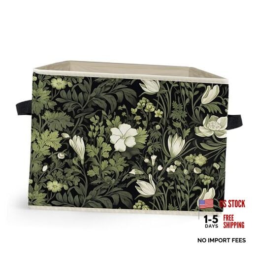 Botanical Storage Box Bins, Art Nouveau Plant Flower Aesthetic Vintage Floral