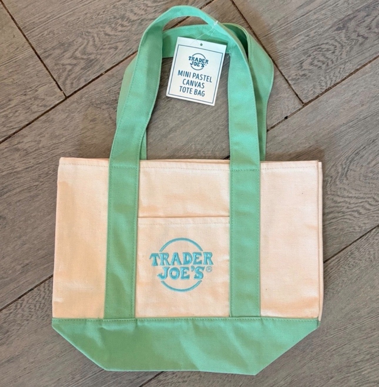 Trader Joe’s Mini Canvas Tote Bag Set of 3 NWT Pastel Pink Icy Blue Mint Green