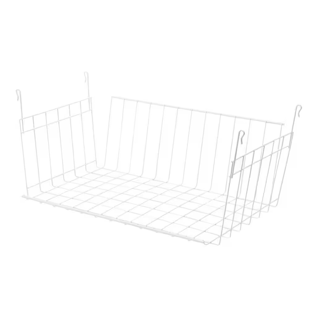7.8 In. H X 17 In. W White Steel 1-Drawer Wide Mesh Wire Basket