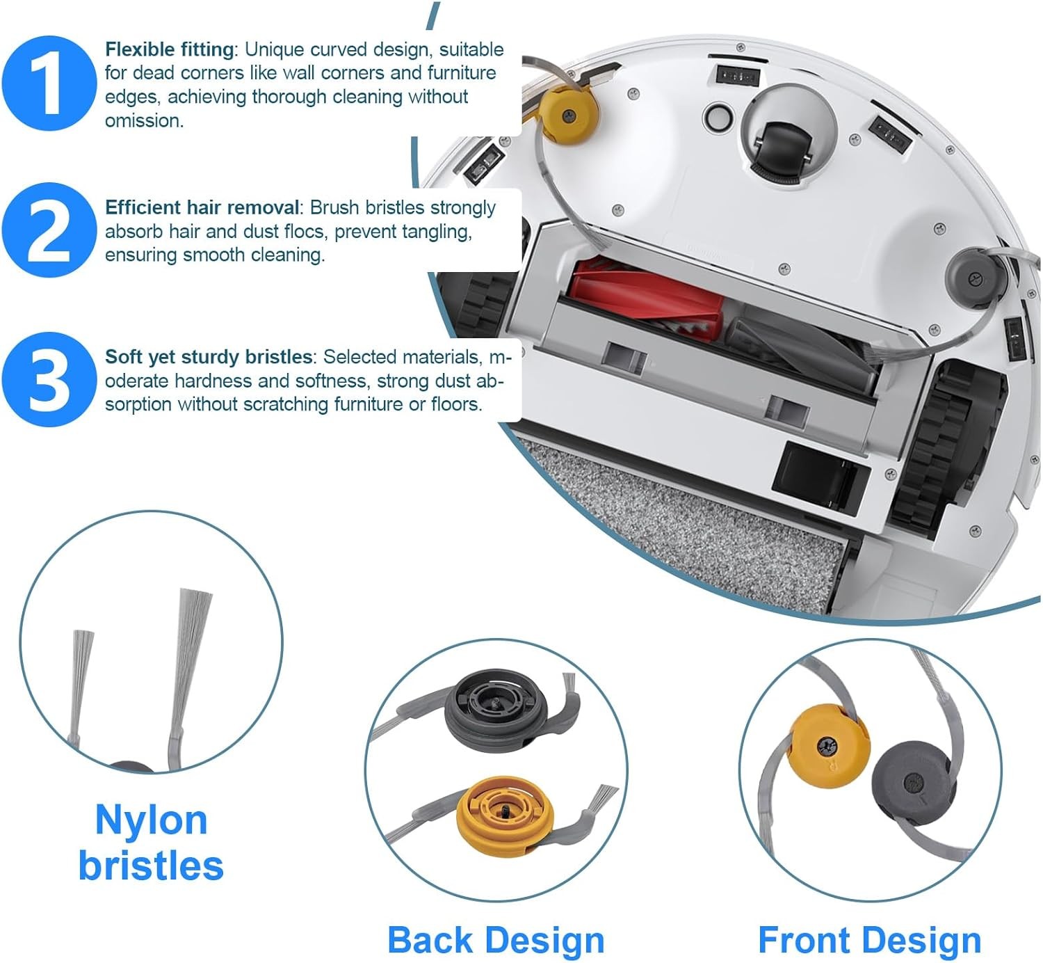 Side Brush Accessorie for Roborock Qrevo Curv 2 Flow Vacuum Cleaner Qrevo Curv