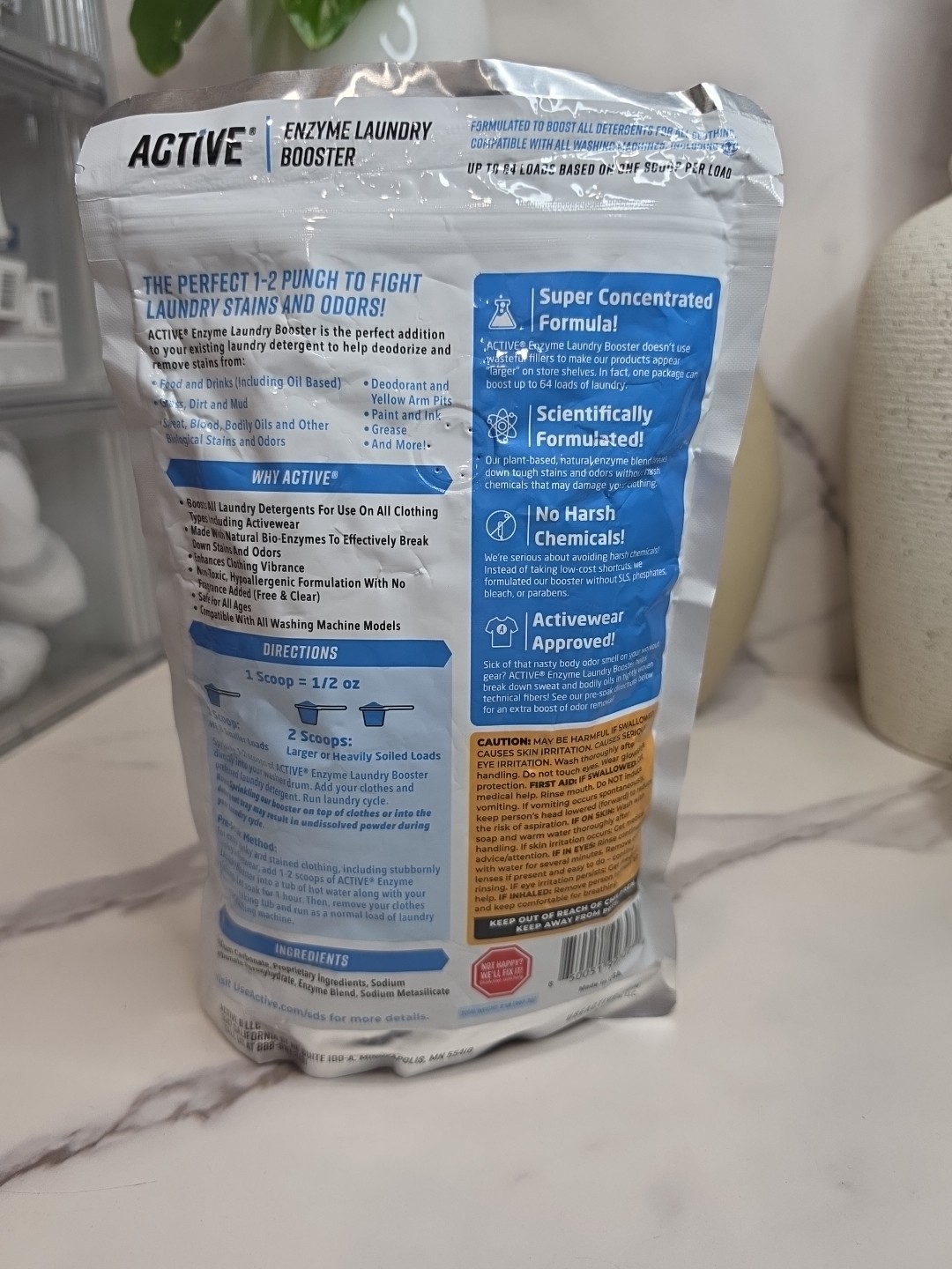 Enzyme Laundry Booster Odor Remover – 2 Lbs Unscented Enzymatic Clothes Stain