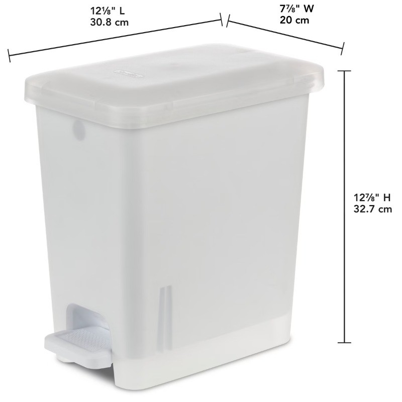 2.7gal Step Trash Can Clear Small Pedal-Operated Lid, Bathroom Garbage