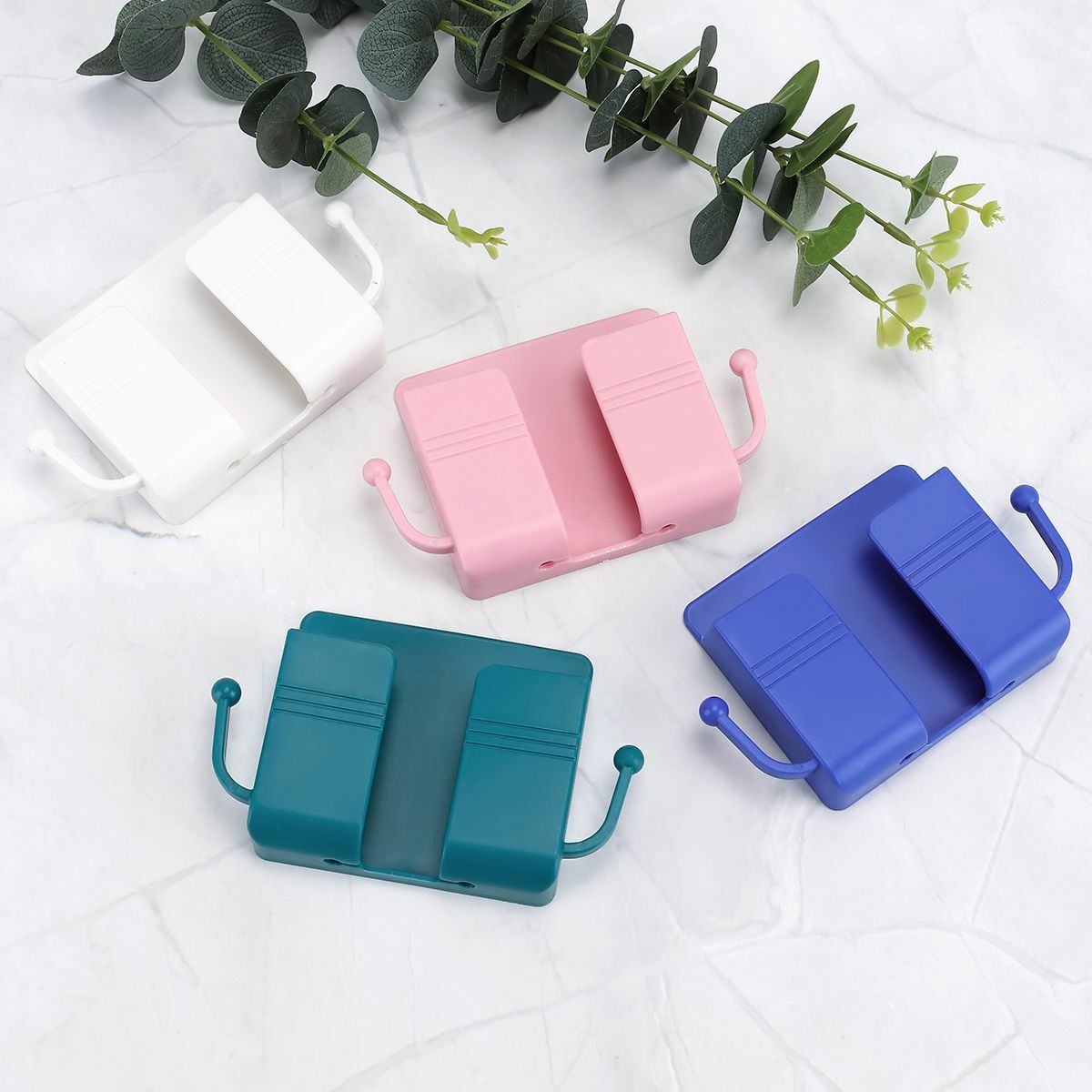 Wall Mounted Phone Charging Organizer Remote Controller Storage Box Plug Holder