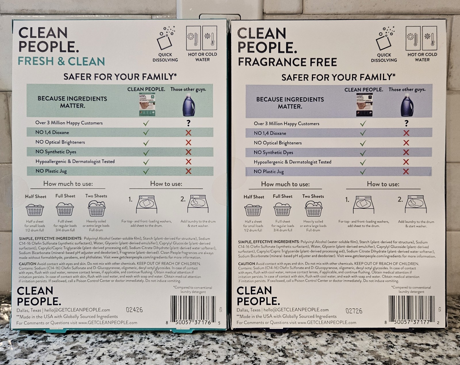Clean People Laundry Detergent Sheets Fragrance Free Fresh & Clean 48 Loads ×2