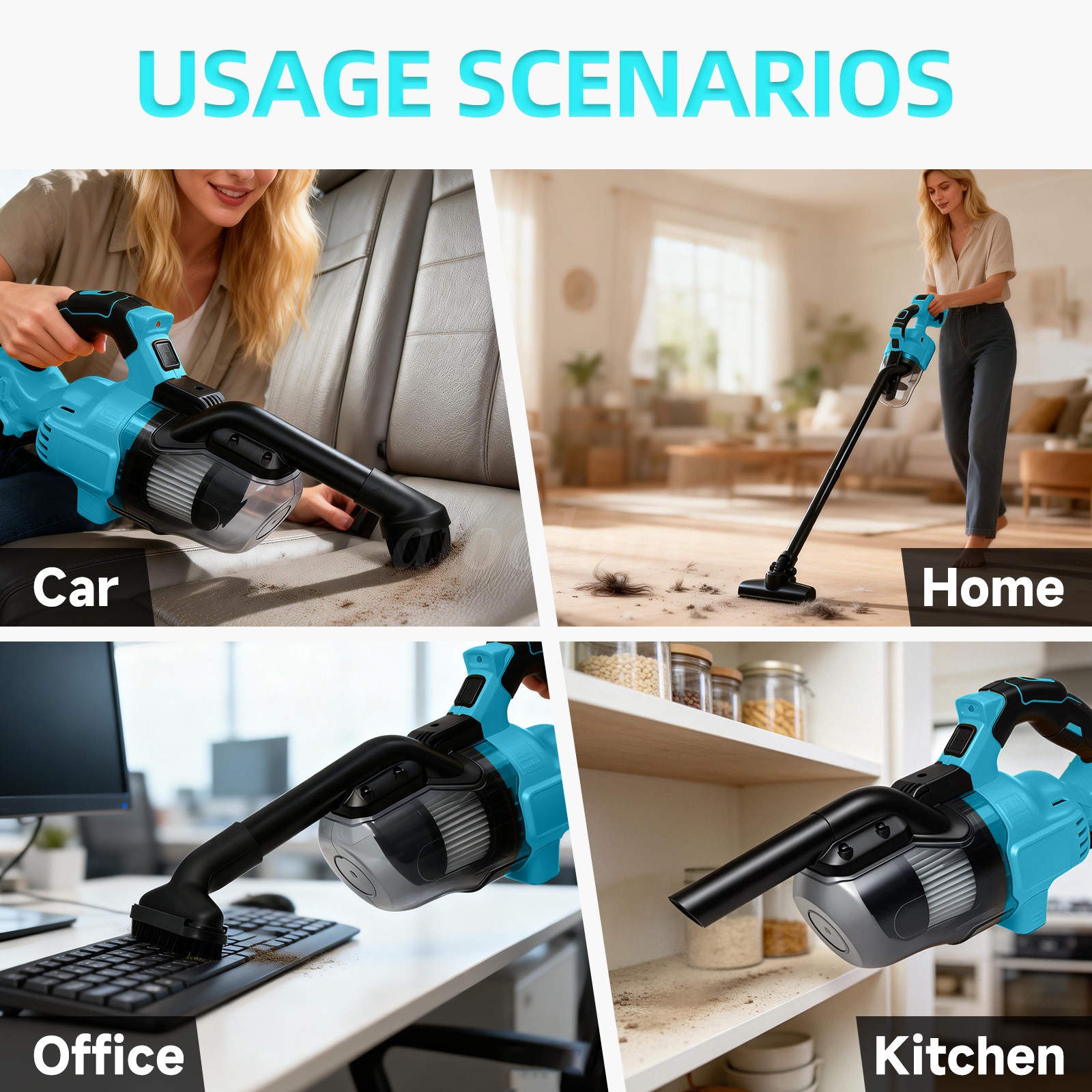 5-in-1 Cordless Stick Vacuum 300W HEPA Filter 2.6A Battery For Home Car Pet Hair
