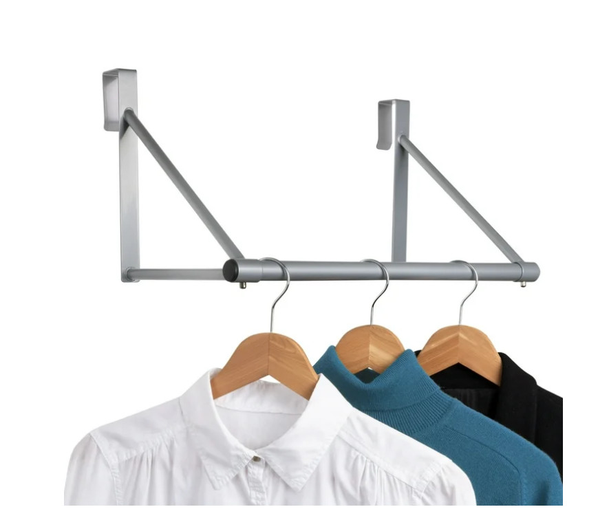 Mainstays Over-The-Door Metal Hanging Organizer Rod, Silver