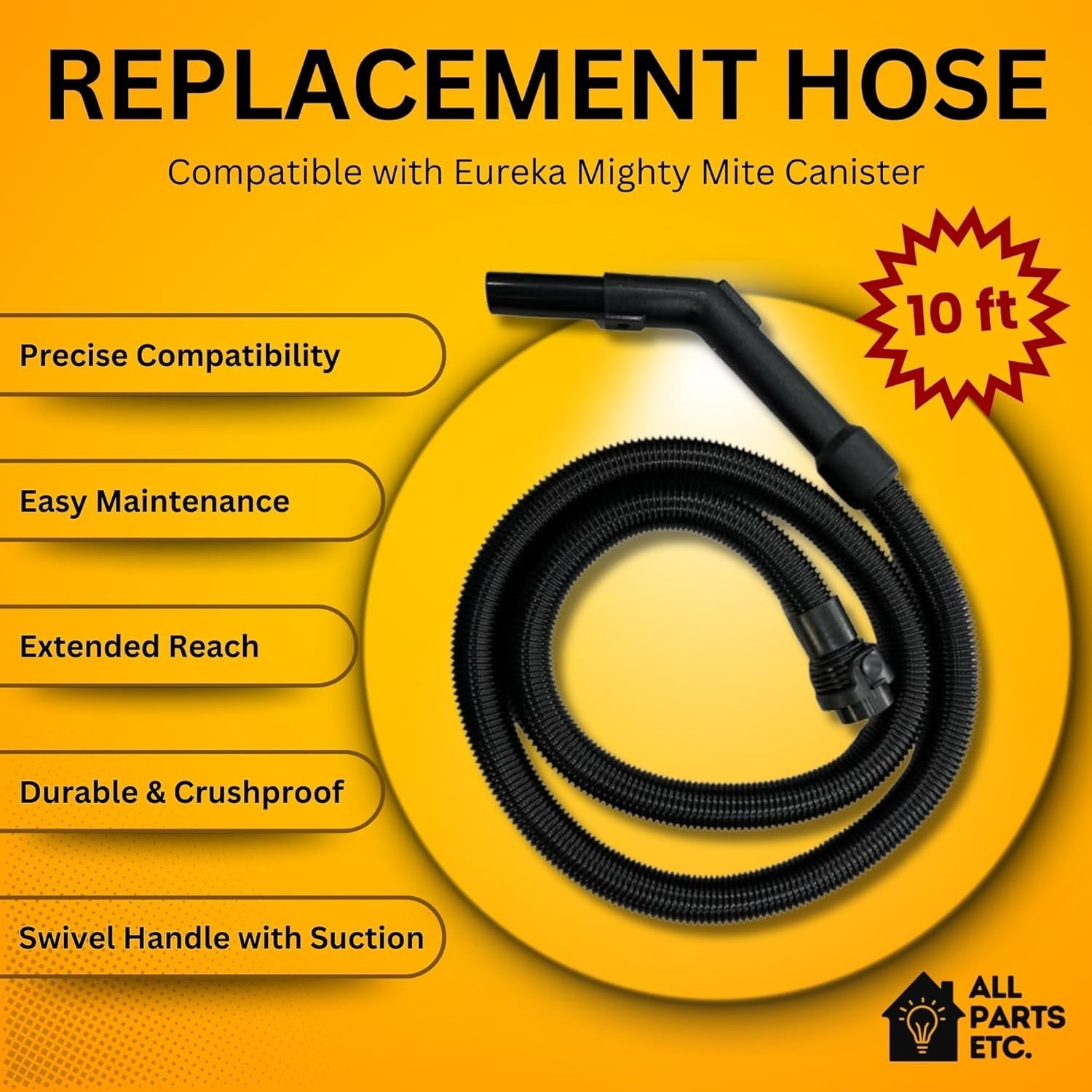 ALL PARTS ETC. Replacement Hose Compatible with Eureka Mighty Mite Canister Vacu