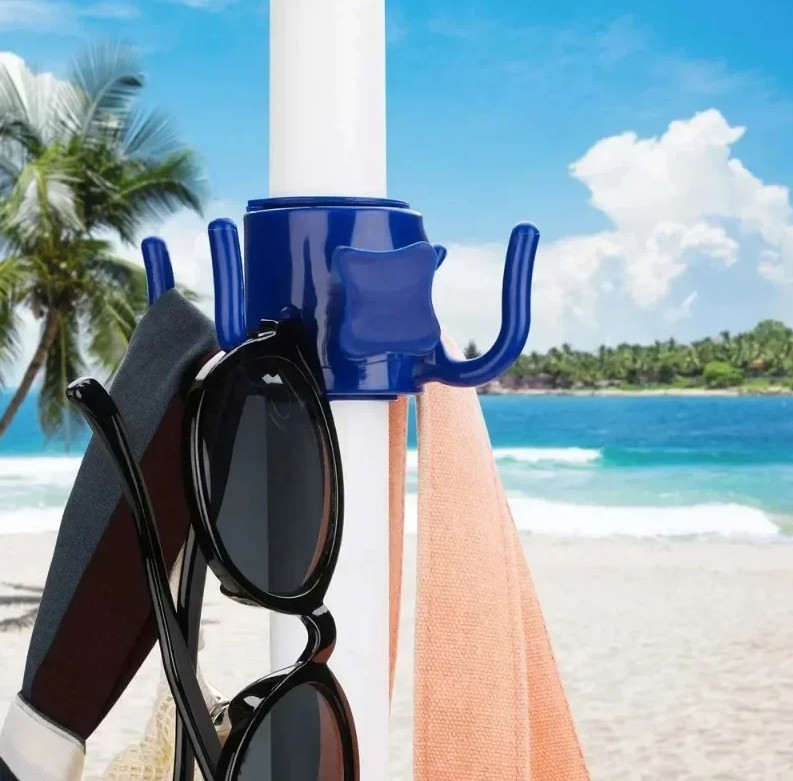 1pc Beach Umbrella Hook – 4-Prong Plastic Hanger for Towels, Bags, Hats – NEW