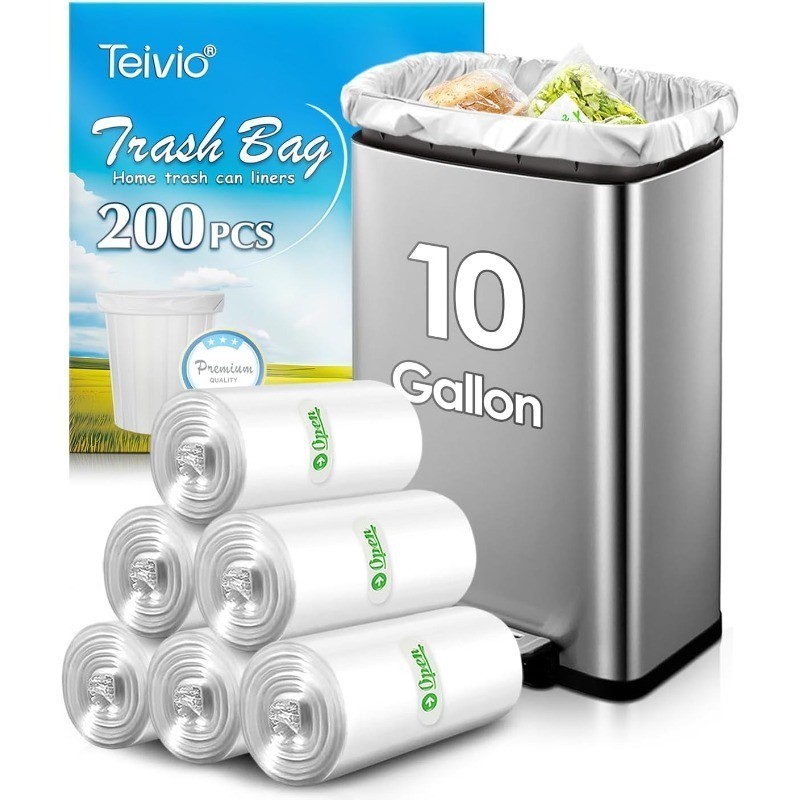 10 Gallon 200 Counts Medium Trash Bags Tall Kitchen Garbage Bags