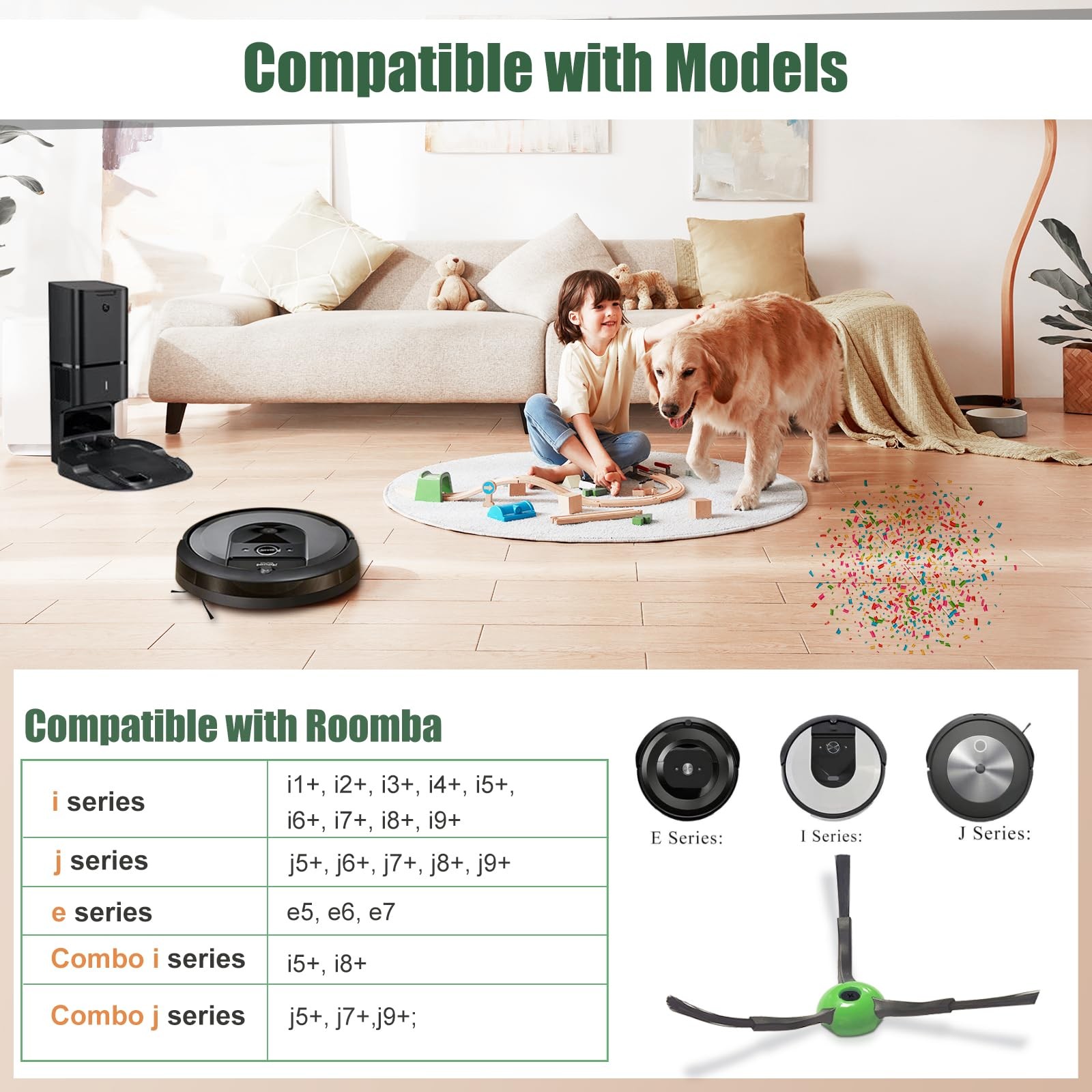 Replacement Side Brushes for iRobot Roomba i & j & e Series i1+/i2+/i3+/i4+/i5+/