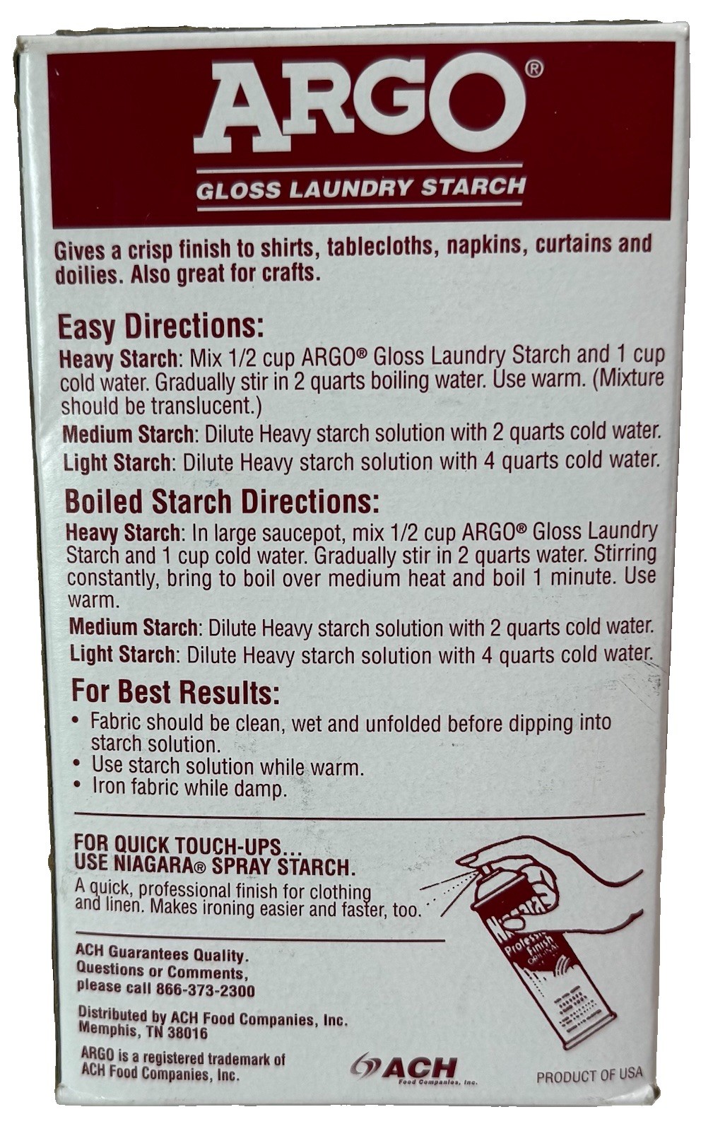 Argo Gloss Laundry Starch Easy to Use Crisp Finish 16oz Discontinued NOS Sealed