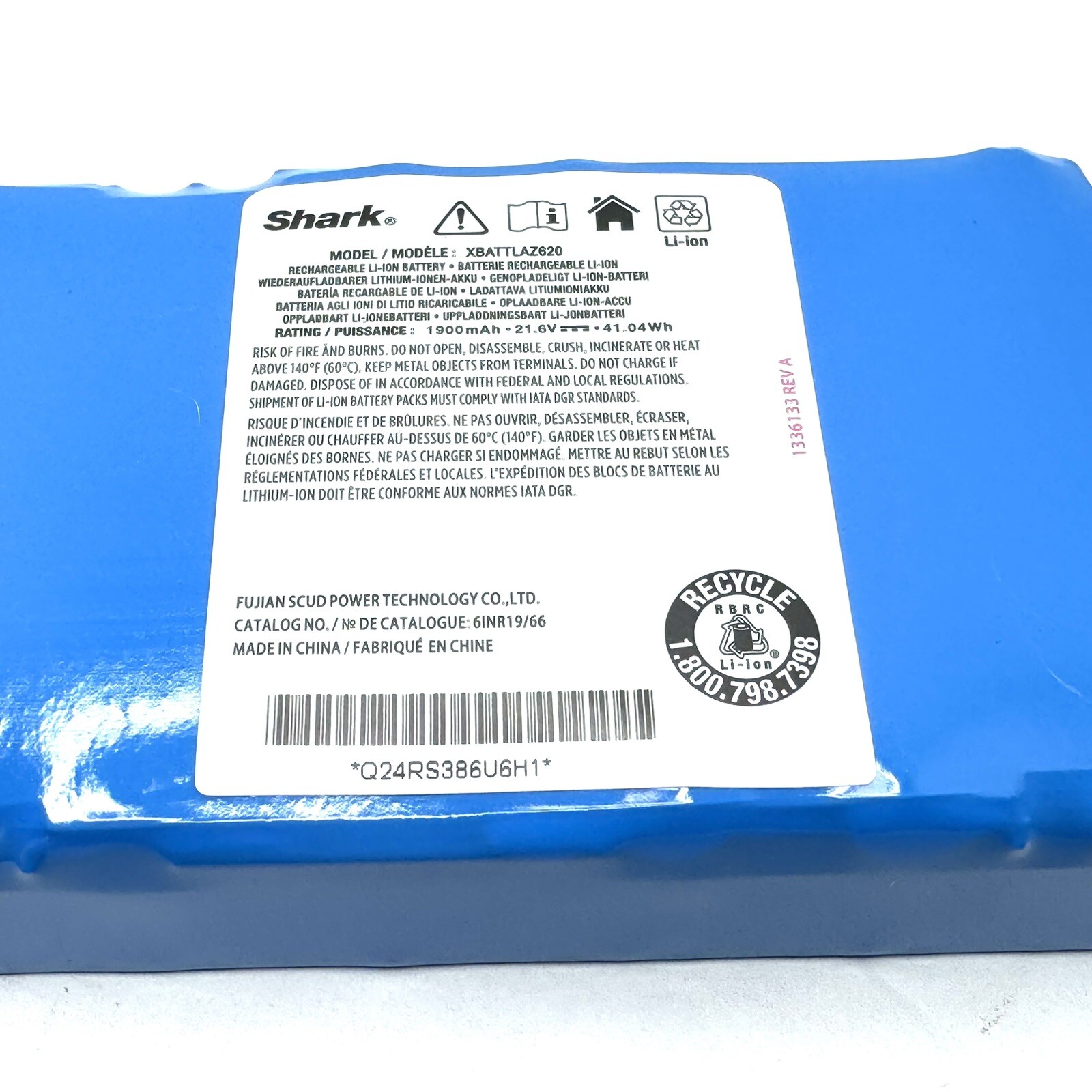 Shark WD201 WD200 AW201 21.6V 1900mAh BATTERY GENUINE OEM # XBATTLAZ620
