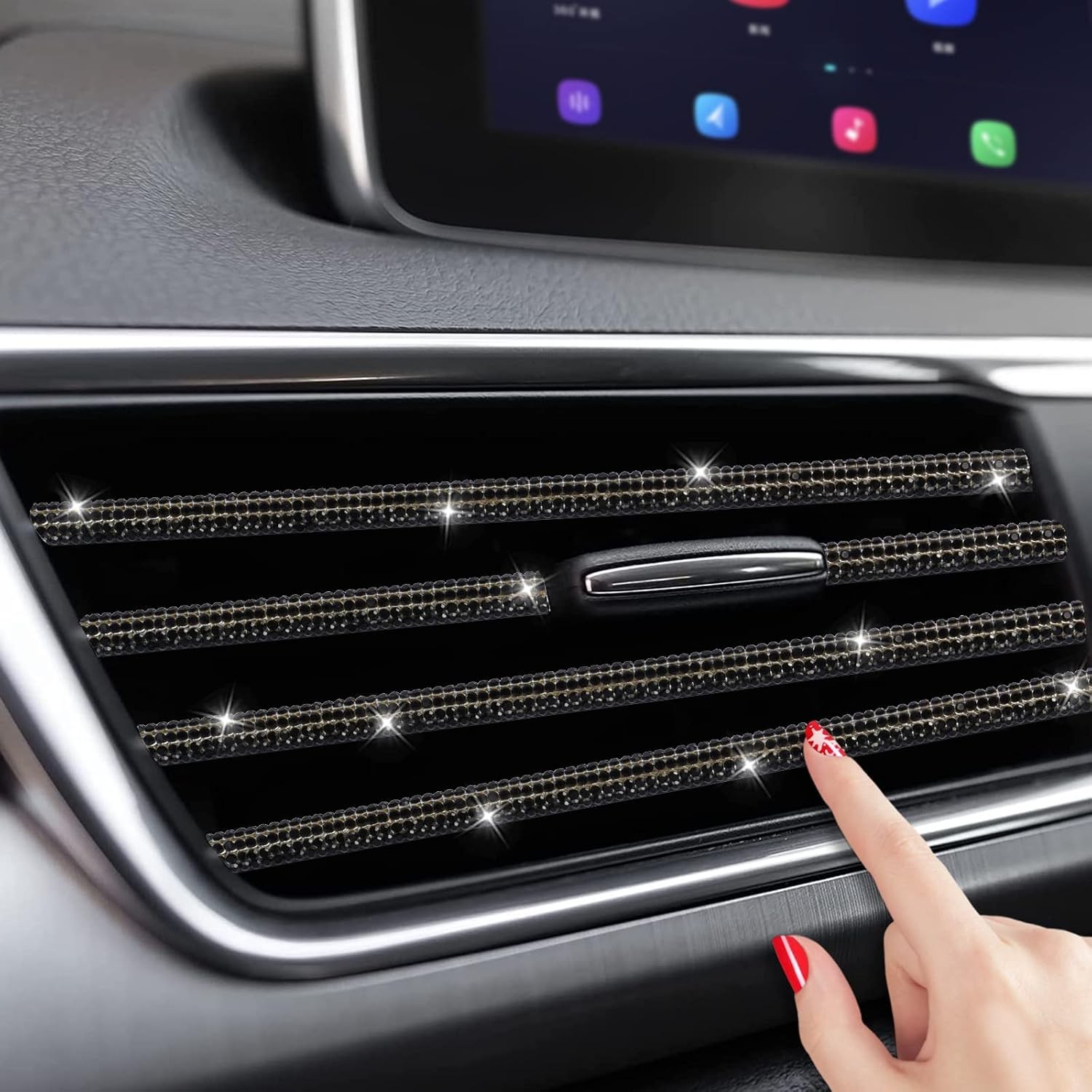 10pcs Bling Car Accessories for Women, Auto Vent Outlet Trim