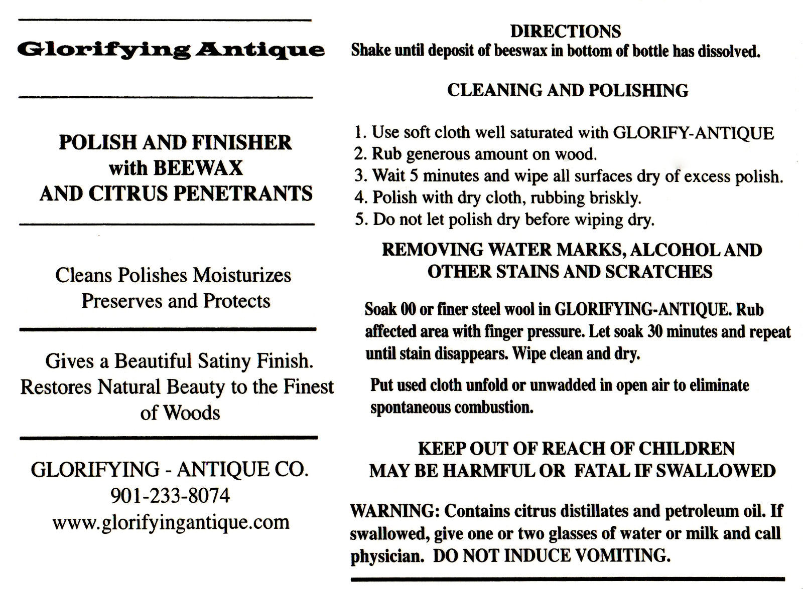 2-Pack – The ORIGINAL Glorifying Antique POLISH AND FINISHER w Beewax and Citrus