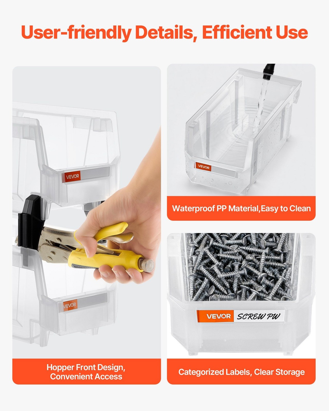 10.9×5.5×5.1in 8-Pack Transparent Stackable Plastic Storage Bins & Containers