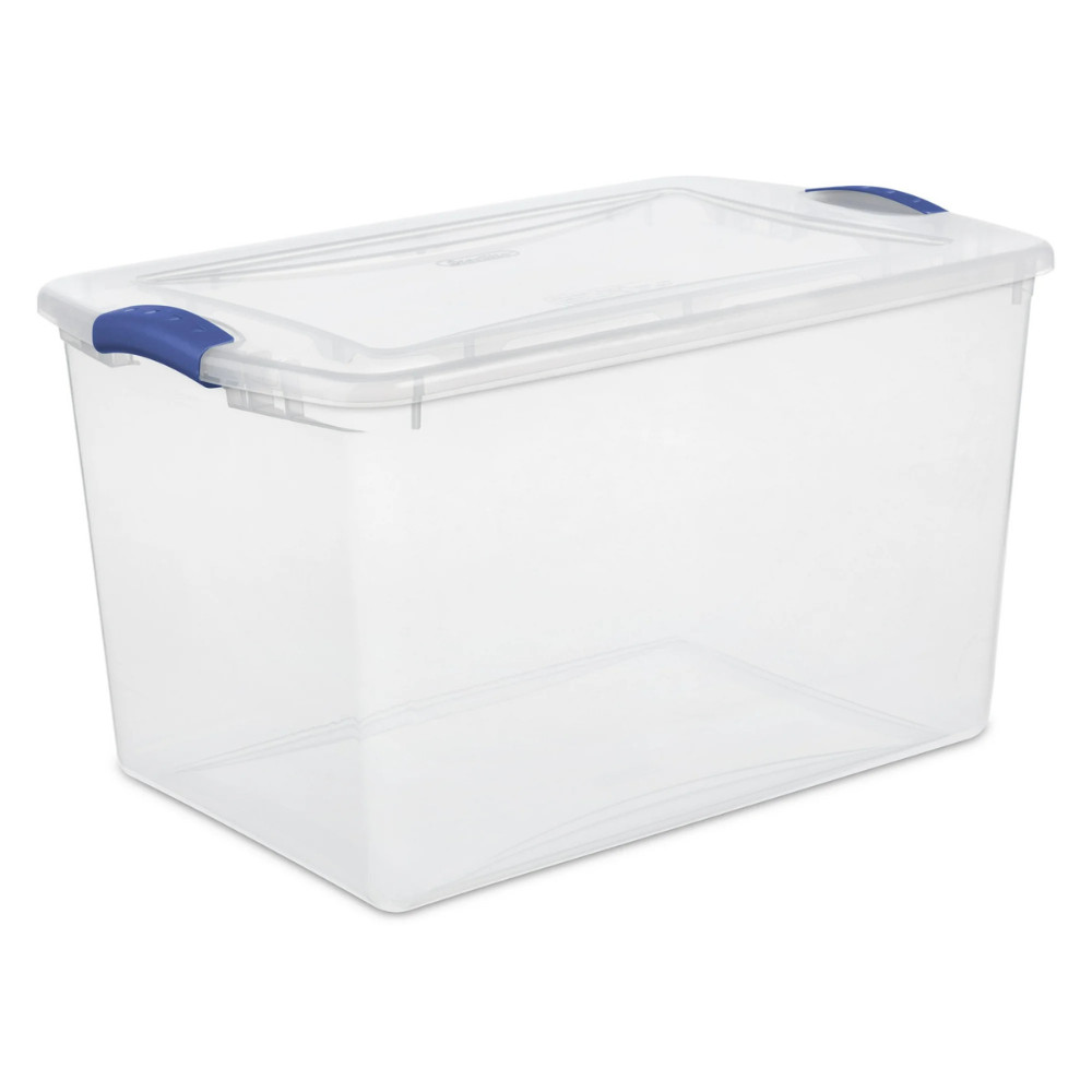 (4 pack) Sterilite Large Storage Bin, 66 Quart Clear Plastic Storage Container