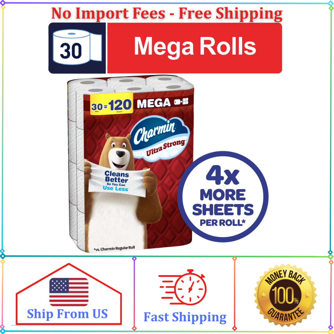 Charmin Ultra Strong Toilet Paper 30 Mega Rolls, 220 Sheets Per Roll