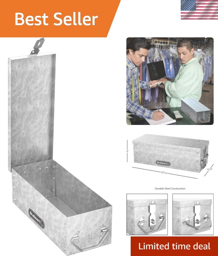 Lock Box with Folding Handle – Durable Metal Storage Chest with Stackable Des…