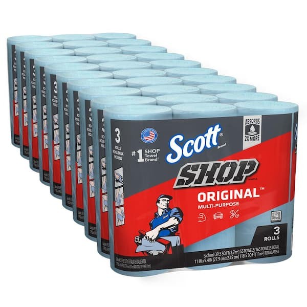 Multi-purpose Blue 1-Ply 9×11 Shop Towel Cleaning Wipes (3-Pack Bundle of 10)
