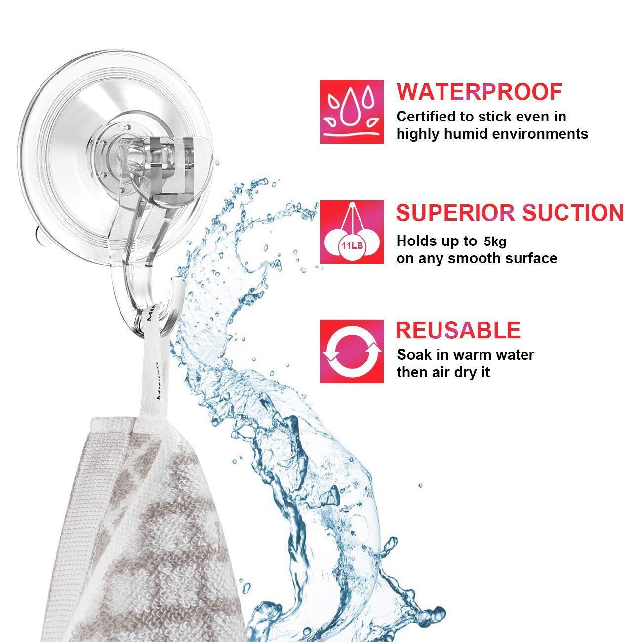 Suction Hooks 4 Packs, Powerful Push and Lock Vacuum Multi-Purpose Suction Showe