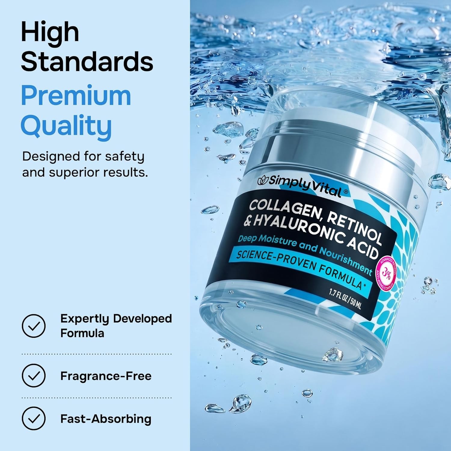 Anti-Aging Face Moisturizer with Retinol, Collagen & Hyaluronic Acid – Moisturiz
