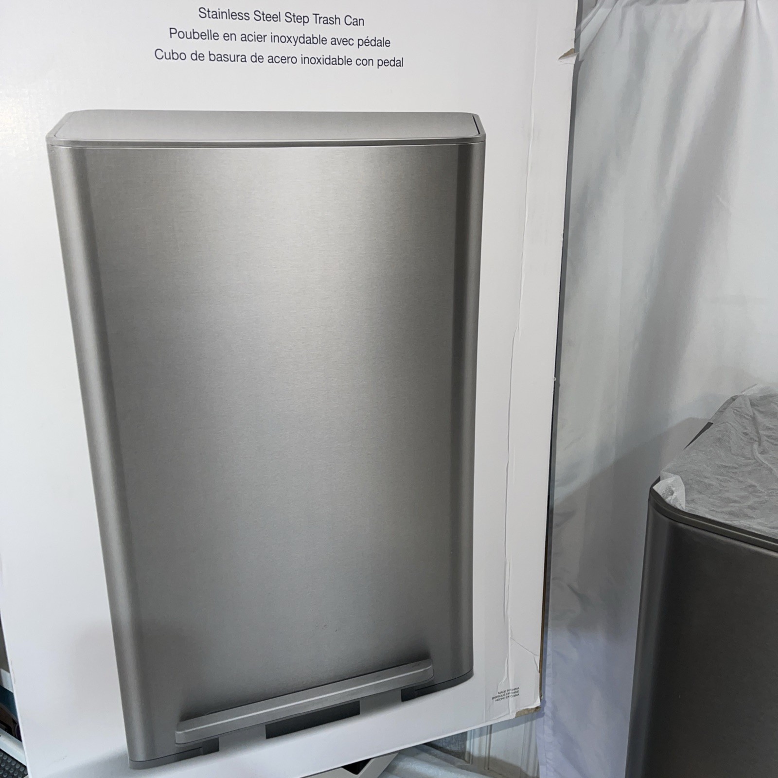 Kohler 47L Step Trash Can Ss Silver In Box