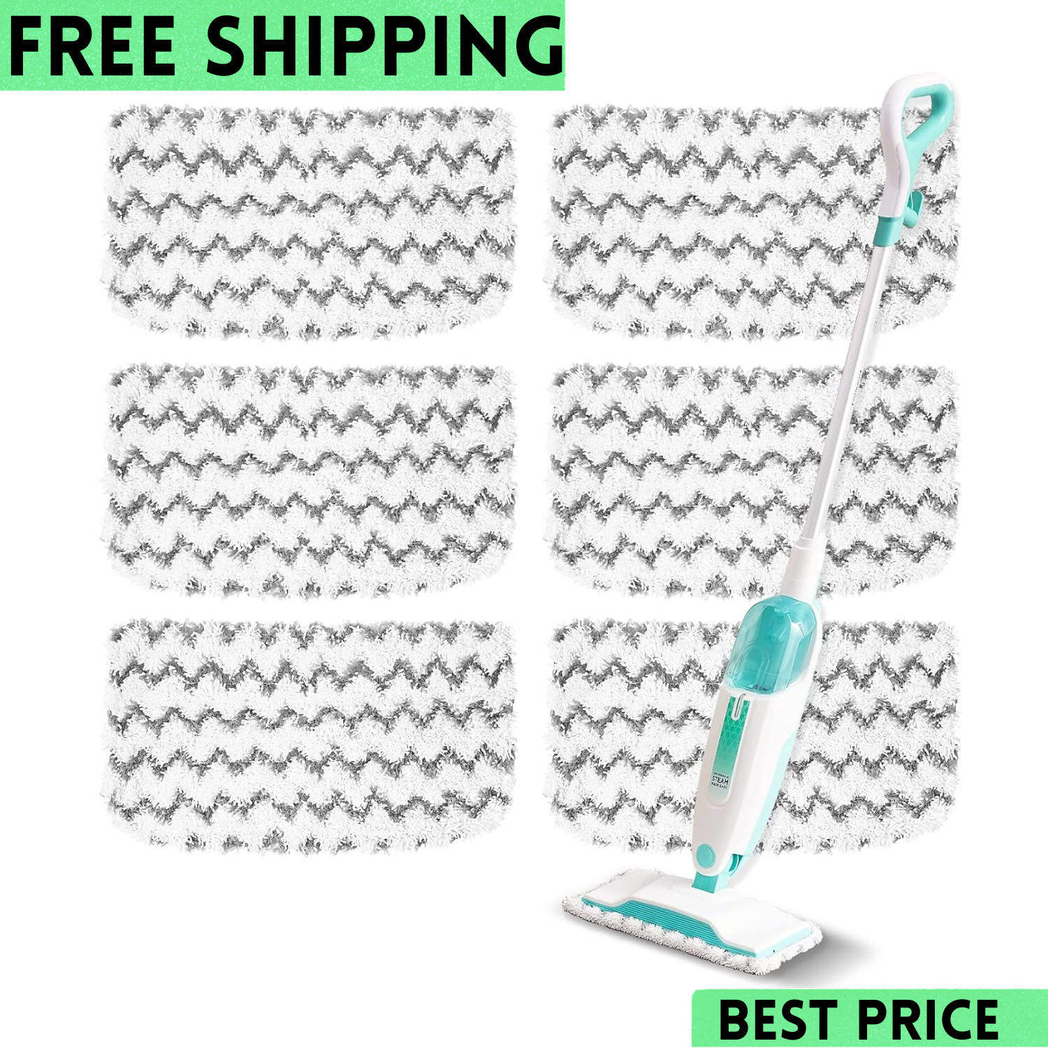 6 Pack Steam Mop Replacement Pads for Shark Steam Mops S1000/S1000A/S1000C/S1000