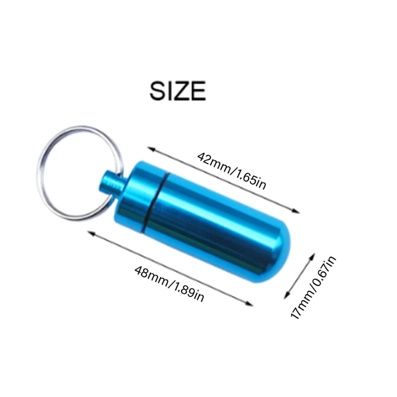 2pcs Pills Box Small Aluminum Alloys Travel Storage Box Key Chain Travel Outdoor