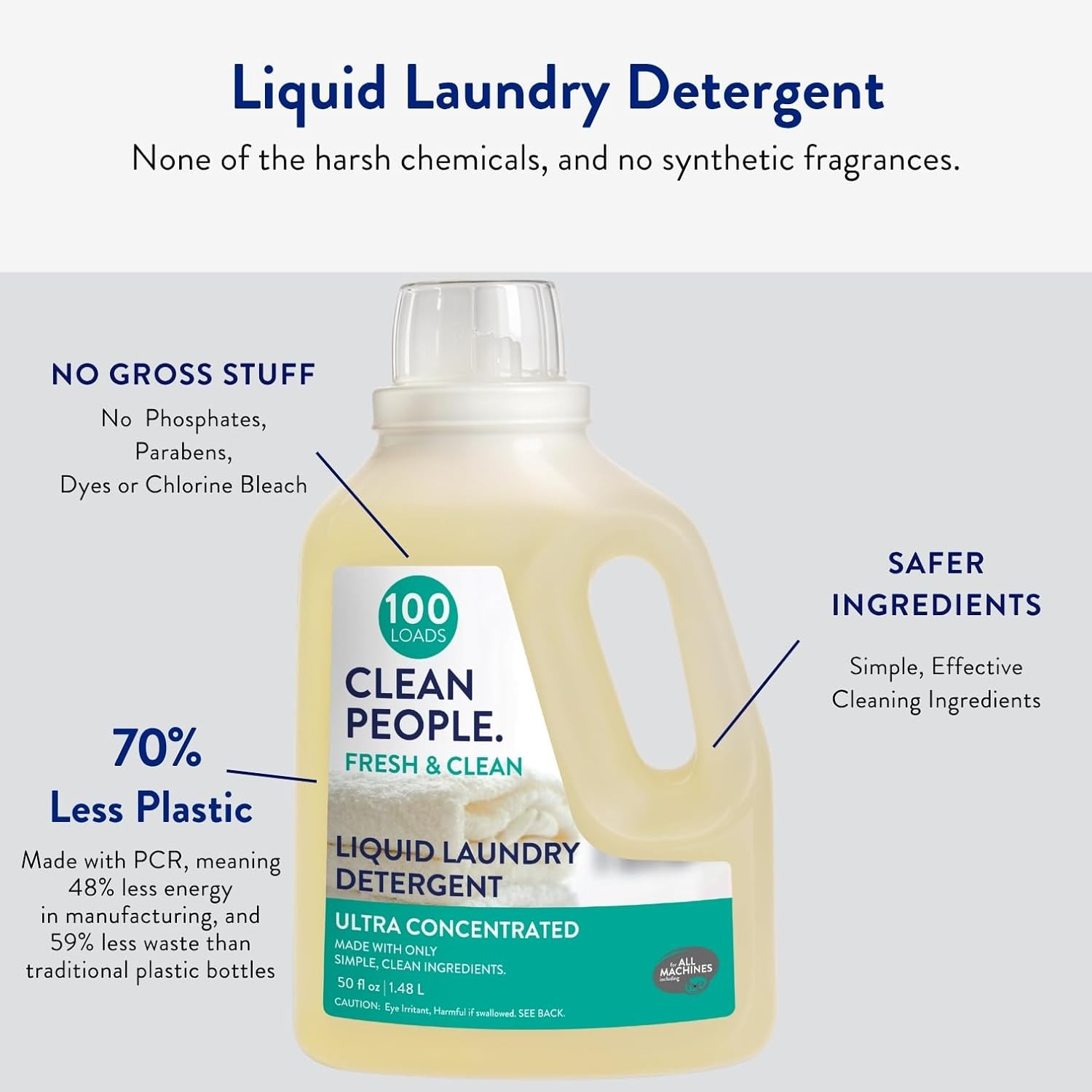 The Clean People Liquid Laundry Detergent – Ultra Concentrated, 100 Loads