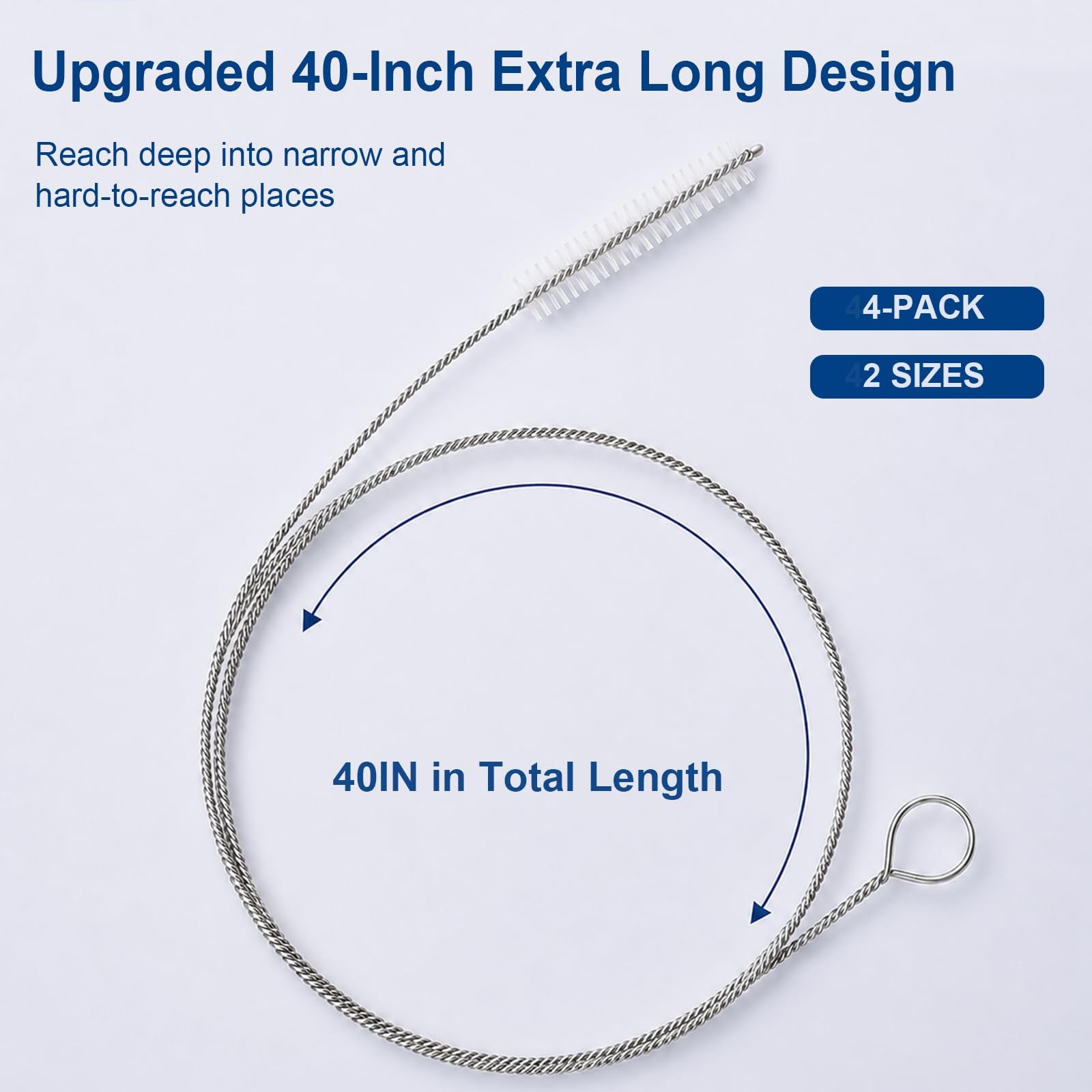 4 Pack Extra Long Pipe Cleaner Brushes 40 Inch White
