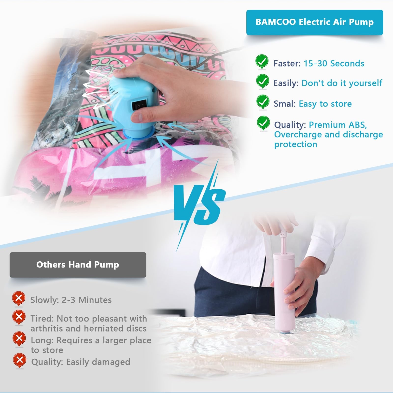 Electric Air Pump Vacuum Storage Bag Portable Compression Travel Clothes Seal